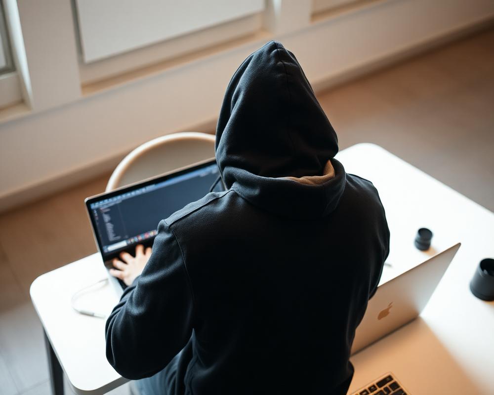 Entwickler arbeitet konzentriert am Laptop